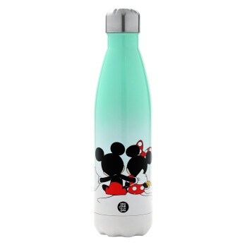mickey and minnie hags, Metal mug thermos Green/White (Stainless steel), double wall, 500ml