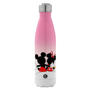 mickey and minnie hags, Metal mug thermos Pink/White (Stainless steel), double wall, 500ml
