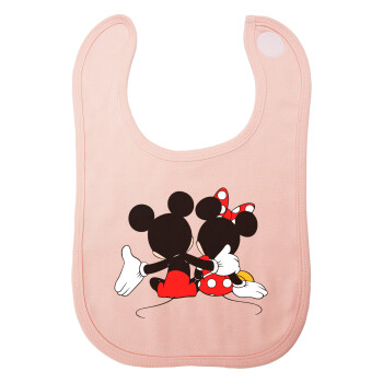 mickey and minnie hags, Σαλιάρα με Σκρατς ΡΟΖ 100% Organic Cotton (0-18 months)