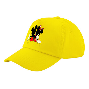 mickey and minnie hags, Child's Baseball Cap, 100% Cotton Twill, Yellow (COTTON, CHILD, UNISEX, ONE SIZE)