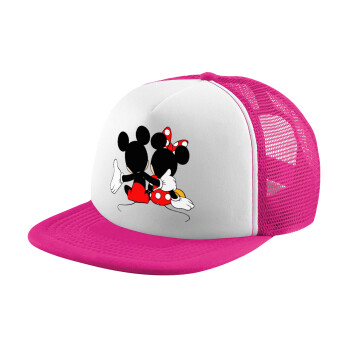 mickey and minnie hags, Καπέλο Ενηλίκων Soft Trucker με Δίχτυ Pink/White (POLYESTER, ΕΝΗΛΙΚΩΝ, UNISEX, ONE SIZE)