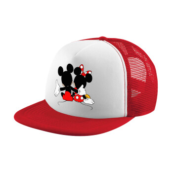 mickey and minnie hags, Καπέλο παιδικό Soft Trucker με Δίχτυ ΚΟΚΚΙΝΟ/ΛΕΥΚΟ (POLYESTER, ΠΑΙΔΙΚΟ, ONE SIZE)