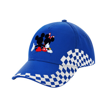 mickey and minnie hags, Adult Ultimate BLUE RACING Cap, (100% COTTON DRILL, ADULT, UNISEX, ONE SIZE)