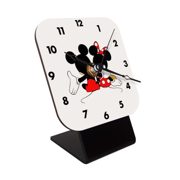 mickey and minnie hags, Επιτραπέζιο ρολόι ξύλινο με δείκτες (10cm)