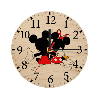 mickey and minnie hags, Ρολόι τοίχου ξύλινο plywood (20cm)