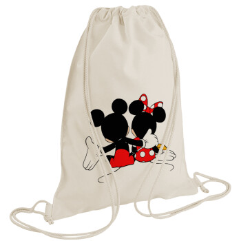 mickey and minnie hags, Backpack bag GYMBAG natural (28x40cm)