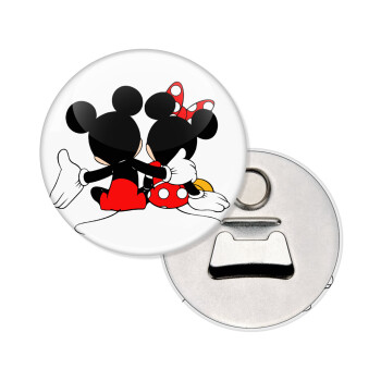 mickey and minnie hags, Μαγνητάκι και ανοιχτήρι μπύρας στρογγυλό διάστασης 5,9cm