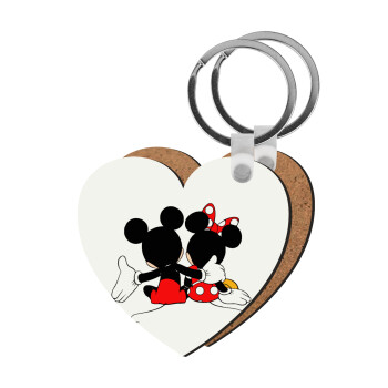 mickey and minnie hags, Μπρελόκ Ξύλινο καρδιά MDF