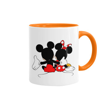 mickey and minnie hags, Mug colored orange, ceramic, 330ml