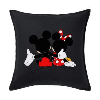 mickey and minnie hags, Μαξιλάρι καναπέ Μαύρο 100% βαμβάκι, περιέχεται το γέμισμα (50x50cm)