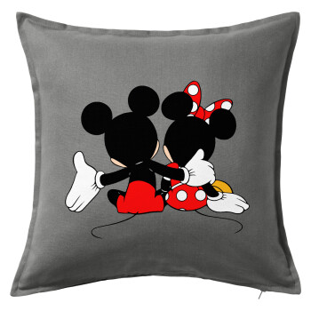 mickey and minnie hags, Μαξιλάρι καναπέ Γκρι 100% βαμβάκι, περιέχεται το γέμισμα (50x50cm)