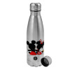 Metallic water bottle, stainless steel, 750ml