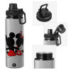 Metallic water bottle with safety cap, 850ml aluminum