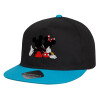 Child's Flat Snapback Hat, Black/Blue (100% COTTON, CHILD, UNISEX, ONE SIZE)