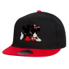 Children's Flat Snapback Hat, Black/Red (100% COTTON, CHILDREN'S, UNISEX, ONE SIZE)