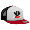 Adult Foam Flat Snapback with Mesh Red-White-Black (POLYESTER, ADULT, UNISEX, ONE SIZE)