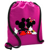 Backpack pouch GYMBAG Fuchsia, with pocket (40x48cm) & thick cords