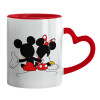 Mug heart red handle, ceramic, 330ml