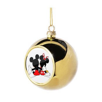 mickey and minnie hags, Golden Christmas tree ball ornament 8cm