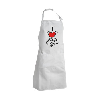 comics hands love, Adult Chef Apron (with sliders and 2 pockets)