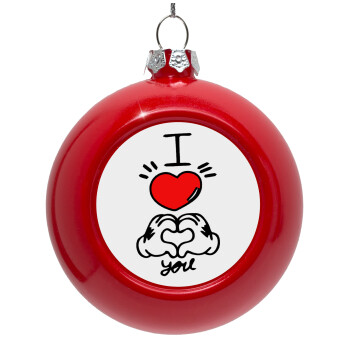 comics hands love, Red Christmas tree ornament bauble 8cm