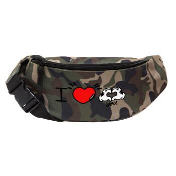 comics hands love, Unisex waist bag (banana) in Jungle camouflage color with 2 pockets