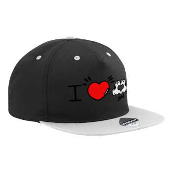 comics hands love, Καπέλο Ενηλίκων Flat Snapback Μαύρο/Γκρι, (100% ΒΑΜΒΑΚΕΡΟ TWILL, ΕΝΗΛΙΚΩΝ, UNISEX, ONE SIZE)