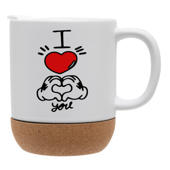 comics hands love, Ceramic coffee mug Cork (MAT), 330ml (1pcs)