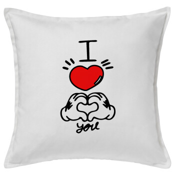 comics hands love, Sofa cushion White 50x50cm includes filling