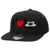 Adult Flat Snapback Hat Black, (100% COTTON TWILL, ADULT, UNISEX, ONE SIZE)