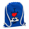 Backpack pouch GYMBAG Blue, with pocket (40x48cm) & thick cords