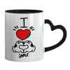 Mug heart black handle, ceramic, 330ml