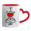 Mug heart red handle, ceramic, 330ml