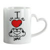 Mug heart handle, ceramic, 330ml