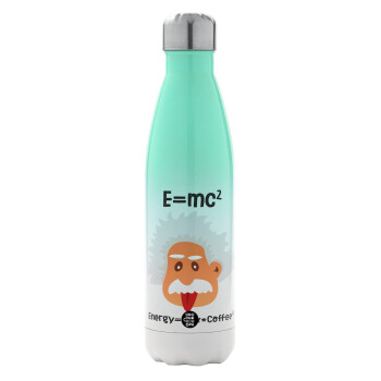 E=mc2 Energy = Milk*Coffe, Μεταλλικό παγούρι θερμός Πράσινο/Λευκό (Stainless steel), διπλού τοιχώματος, 500ml