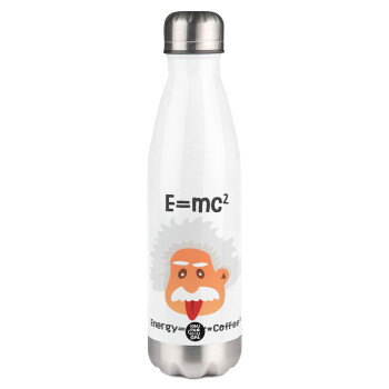 E=mc2 Energy = Milk*Coffe, Metal mug thermos White (Stainless steel), double wall, 500ml