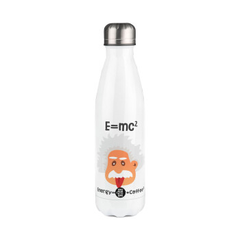 E=mc2 Energy = Milk*Coffe, Metal mug thermos White (Stainless steel), double wall, 500ml