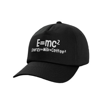 E=mc2 Energy = Milk*Coffe, Καπέλο παιδικό Baseball, 100% Βαμβακερό,  Μαύρο