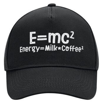 E=mc2 Energy = Milk*Coffe, Καπέλο Ενηλίκων Ultimate ΜΑΥΡΟ, (100% ΒΑΜΒΑΚΕΡΟ DRILL, ΕΝΗΛΙΚΩΝ, UNISEX, ONE SIZE)