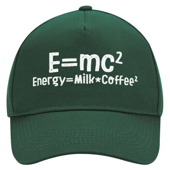 E=mc2 Energy = Milk*Coffe, Adult Ultimate Hat GREEN, (100% COTTON DRILL, ADULT, UNISEX, ONE SIZE)