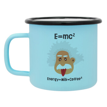 E=mc2 Energy = Milk*Coffe, Κούπα Μεταλλική εμαγιέ ΜΑΤ σιέλ 360ml