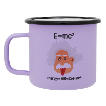 E=mc2 Energy = Milk*Coffe, Κούπα Μεταλλική εμαγιέ ΜΑΤ Light Pastel Purple 360ml