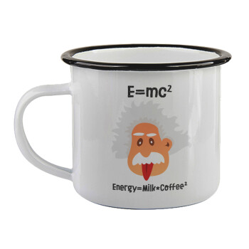 E=mc2 Energy = Milk*Coffe, Κούπα εμαγιέ με μαύρο χείλος 360ml