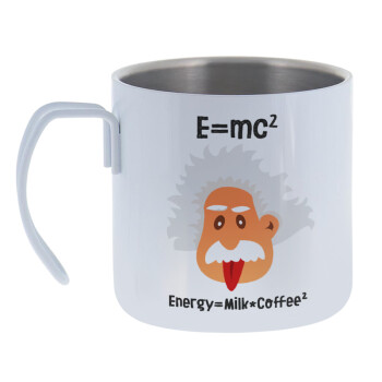 E=mc2 Energy = Milk*Coffe, Mug Stainless steel double wall 400ml
