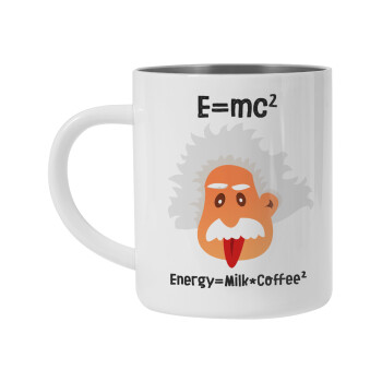 E=mc2 Energy = Milk*Coffe, Mug Stainless steel double wall 450ml