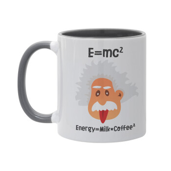 E=mc2 Energy = Milk*Coffe, Κούπα χρωματιστή γκρι, κεραμική, 330ml