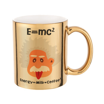 E=mc2 Energy = Milk*Coffe, Mug ceramic, gold mirror, 330ml