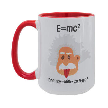E=mc2 Energy = Milk*Coffe, Κούπα Mega 15oz, κεραμική Κόκκινη, 450ml