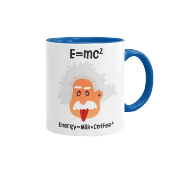 E=mc2 Energy = Milk*Coffe, Mug colored blue, ceramic, 330ml
