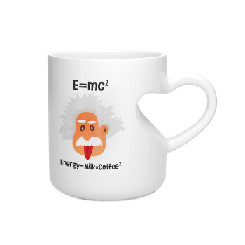 E=mc2 Energy = Milk*Coffe, Κούπα καρδιά λευκή, κεραμική, 330ml